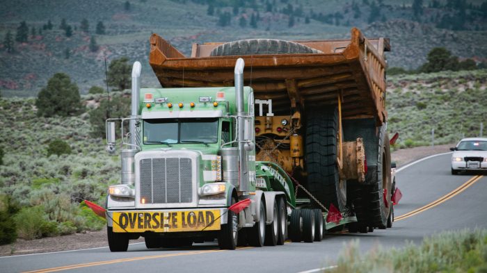 A truck with a heavy load