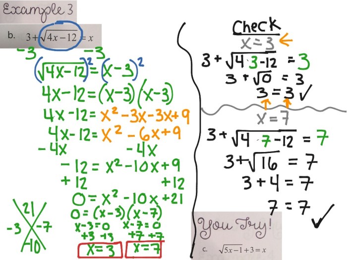 Solving square root and other radical equations quick check