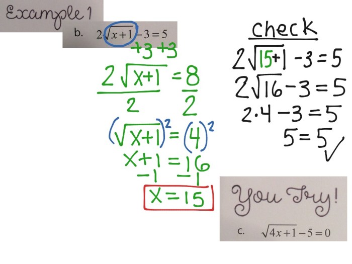 Solving square root and other radical equations quick check